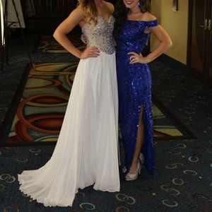 White Beaded Chiffon Gown